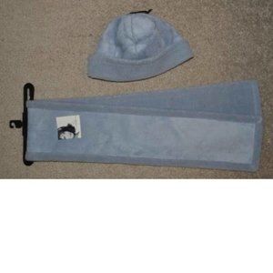 Womens Hat & Scarf Set Jaclyn Smith Faux Suede & Fur Blue One Size Winter 2 Pc